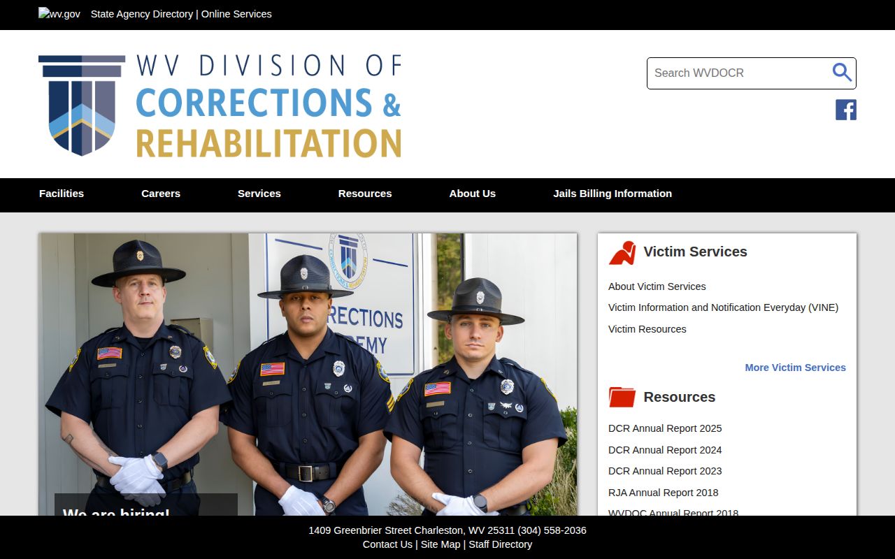West Virginia Division of Corrections and Rehabilitation search hub for Logan County custody records