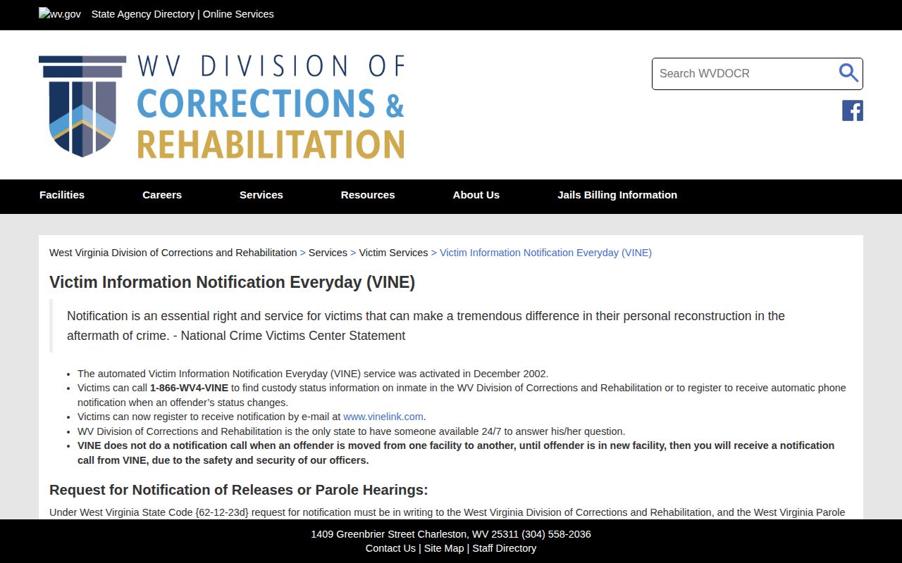Logan County VINELink release notification instructions
